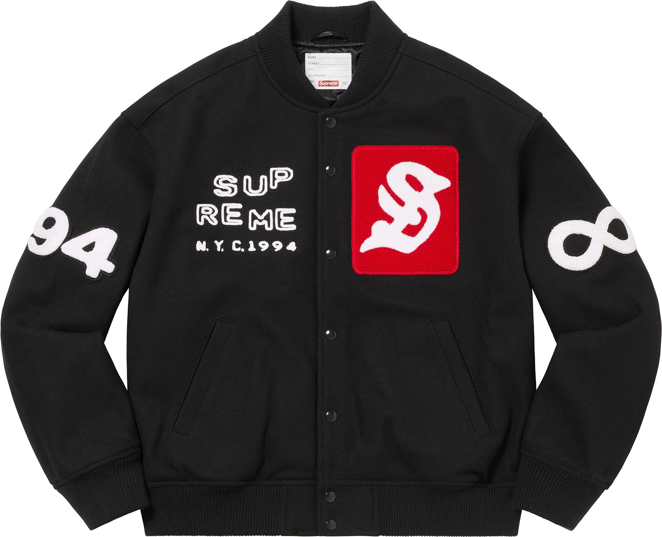 Supreme NY 1994 Varsity Jacket Black05AW - ジャケット・アウター